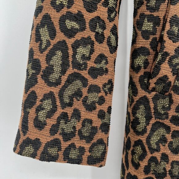 Dolce Cabo Leopard Print Long Coat – Brown/Gold – Size S - Picture 4 of 14